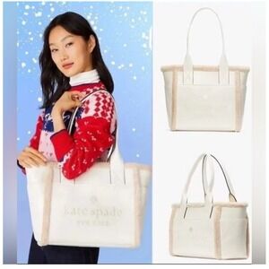 Kate Spade Jett Faux Shearling Tote Meringue Cream New NWT neutral
